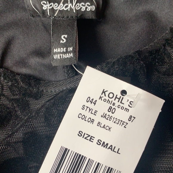 Kohl’s Speechless S Black Lacy Velvet Dress - Picture 6 of 7